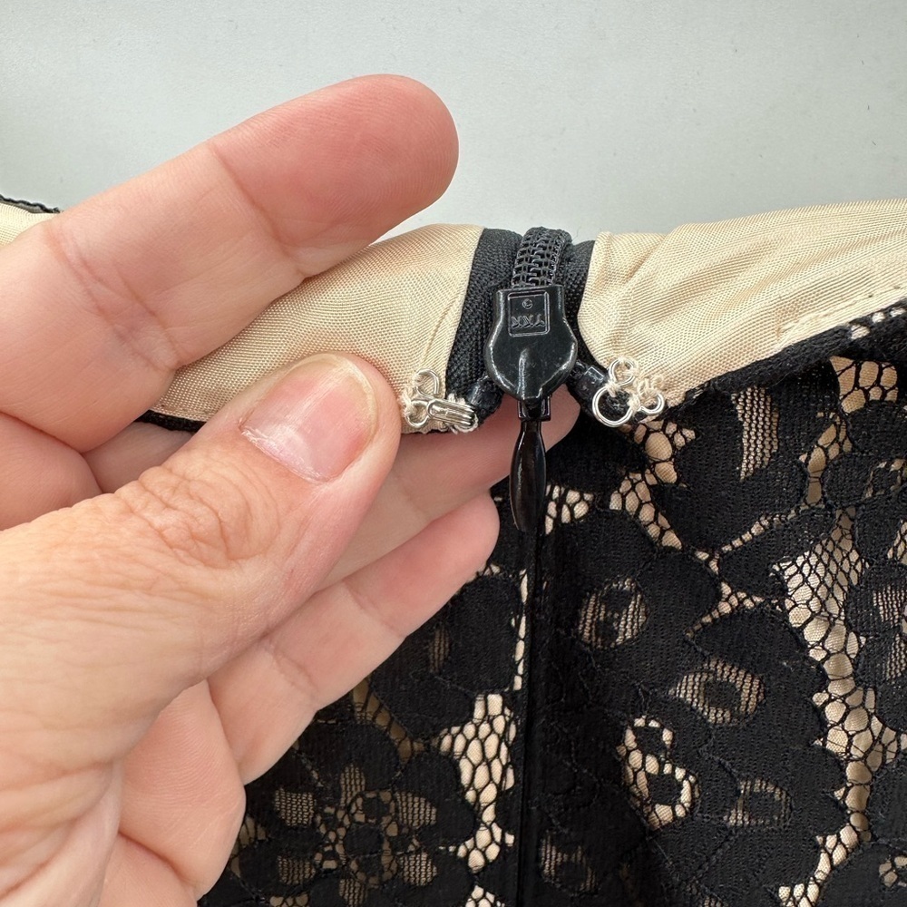 ELIZA J black Lace & faille midi length sexy whimsigoth dress. 8 - Picture 10 of 11